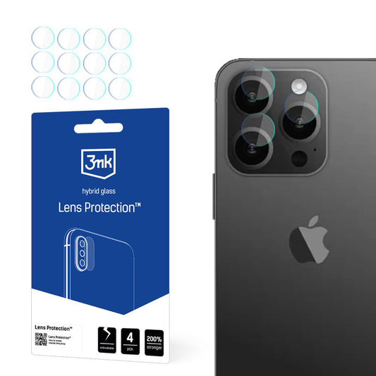 Folia ochronna na tylną kamerę 3MK Protection do Apple iPhone 15 Pro Max, elastyczne szkło, zestaw 4 sztuki, przezroczysta