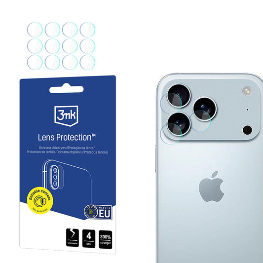 Folia ochronna na tylną kamerę 3MK Protection dla Apple iPhone 17 Pro, Szkło hartowane, Zestaw 4 sztuki, Przezroczysta