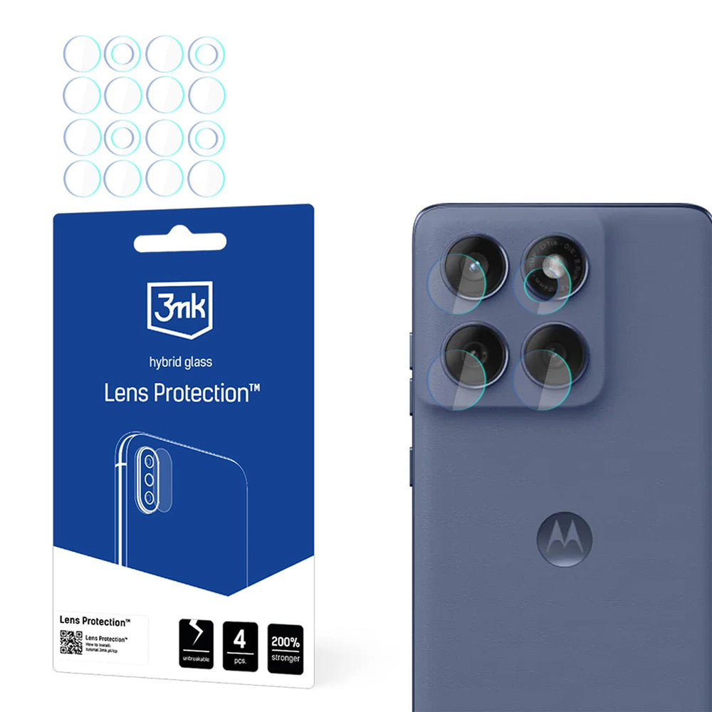 3MK Protection Rear Camera Protective Film for Motorola Edge 60 Fusion, Flexible Glass, Set of 4 Pieces, Transparent