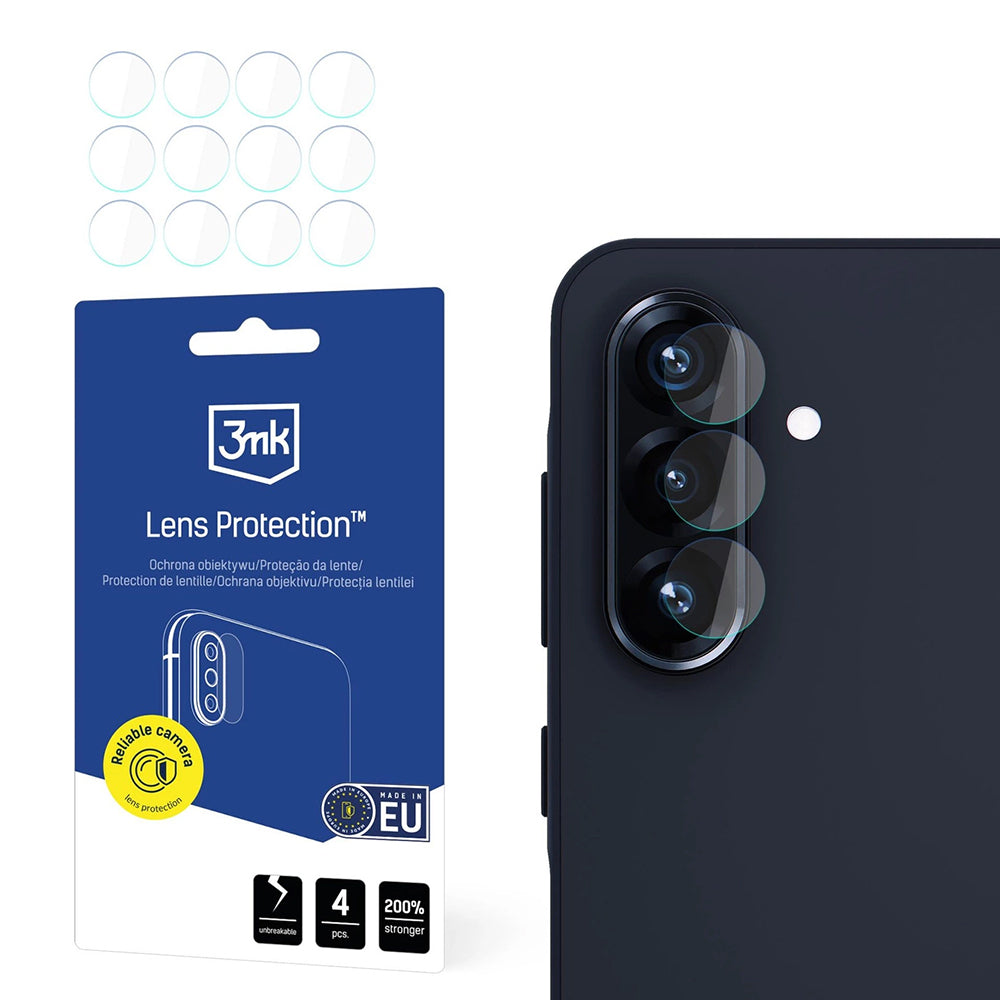 3MK Protection Rear Camera Protective Film for Samsung Galaxy A56 A566, Flexible Glass, Set of 4 Pieces, Transparent