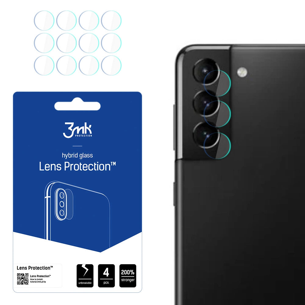 Folia ochronna na tylną kamerę 3MK Protection do Samsung Galaxy S21 5G G991, elastyczne szkło, zestaw 4 sztuki, przezroczysta