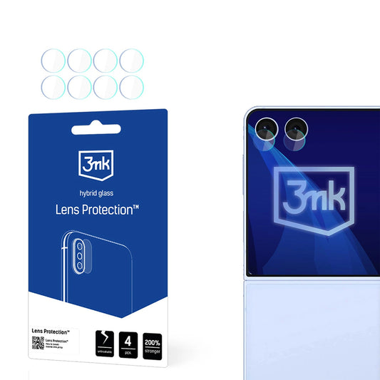 Folia ochronna na tylną kamerę 3MK Protection do Samsung Galaxy Z Flip7 F766, elastyczne szkło, zestaw 4 sztuki, przezroczysta