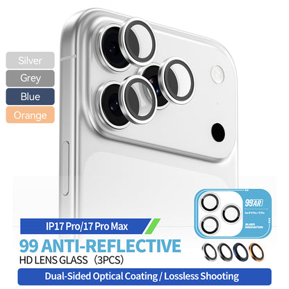 Folia ochronna na tylną kamerę Blueo 99 Anti-Refective HD dla Apple iPhone 17 Pro Max / 17 Pro, Hartowane szkło, Niebieska