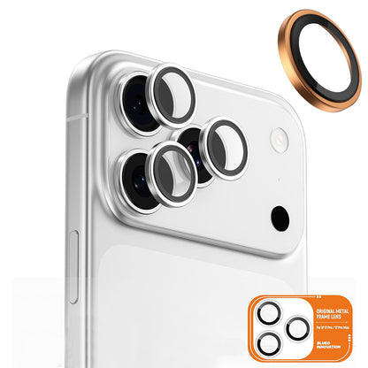 Folia ochronna Blueo Metal Frame na tylną kamerę do Apple iPhone 17 Pro Max / 17 Pro, Hartowane szkło, Pomarańczowa