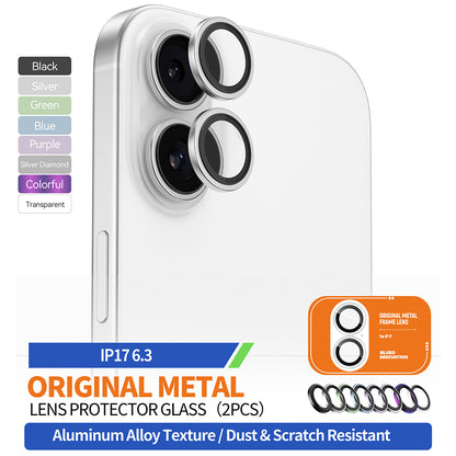 Folia ochronna Blueo Metal Frame na tylną kamerę do Apple iPhone 17, Hartowane szkło, Srebrna