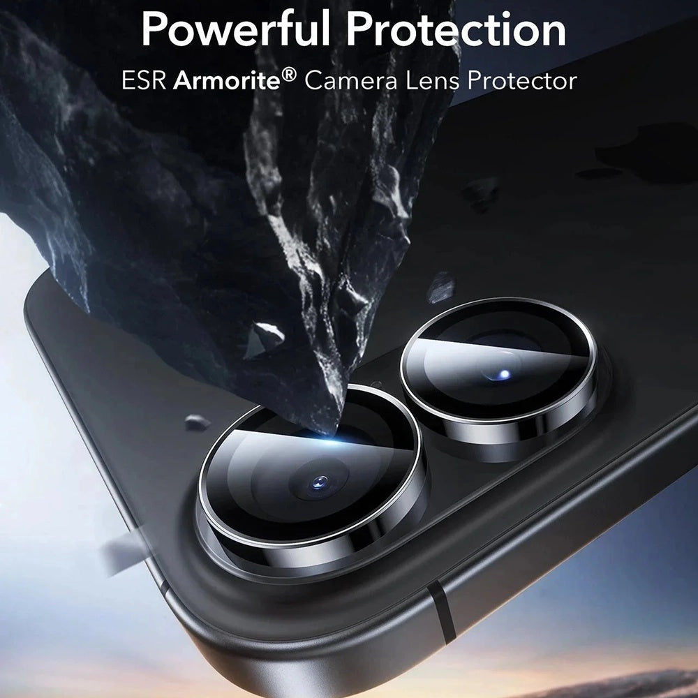 Folia ochronna na tylną kamerę ESR Armorite dla Apple iPhone 17 / 16 Plus / 16, Hartowane szkło, Zestaw 2 sztuki, Czarna