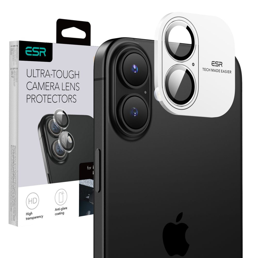 Folia ochronna ESR Armorite na tylną kamerę dla Apple iPhone 17 / 16 Plus / 16, Hartowane szkło, Przezroczysta