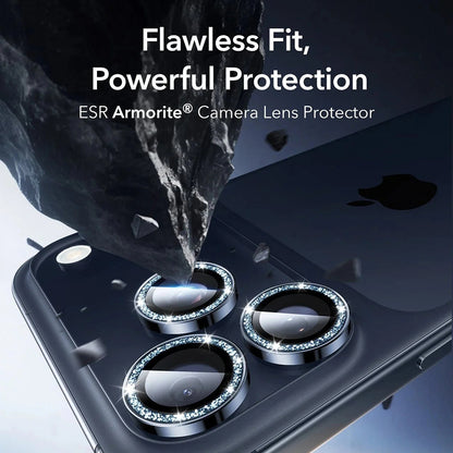 Folia ochronna na tylną kamerę ESR Glitter Diamond Armorite dla Apple iPhone 17 Pro Max / 17 Pro, Hartowane szkło, Pełne klejenie, Niebieska