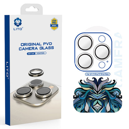Folia ochronna na tylną kamerę Lito Titanium AR dla Apple iPhone 17 Pro Max / 17 Pro, Hartowane szkło, Srebrna