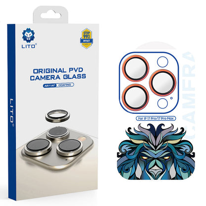Folia ochronna na tylną kamerę Lito Titanium AR dla Apple iPhone 17 Pro Max / 17 Pro, Hartowane szkło, Pomarańczowa