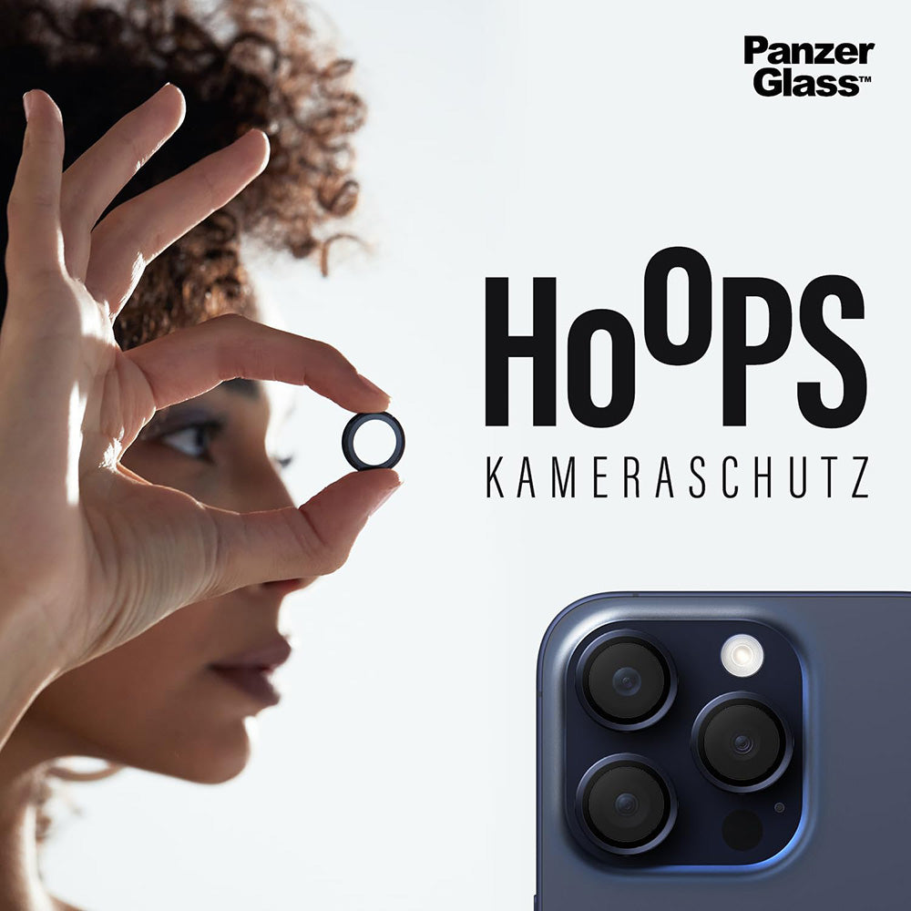 Folia ochronna na tylną kamerę PanzerGlass Hoops Glitter dla Apple iPhone 17 Pro Max / 17 Pro / 16 Pro Max / 16 Pro, Hartowane szkło, Srebrna