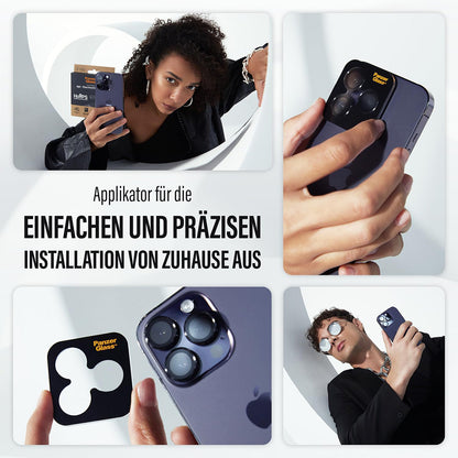 Folia ochronna na tylną kamerę PanzerGlass Hoops Glitter dla Apple iPhone 17 Pro Max / 17 Pro / 16 Pro Max / 16 Pro, Hartowane szkło, Srebrna