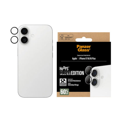 Folia ochronna na tylną kamerę PanzerGlass Hoops dla Apple iPhone 17 / 16 Plus / 16, Hartowane szkło, Przezroczysta