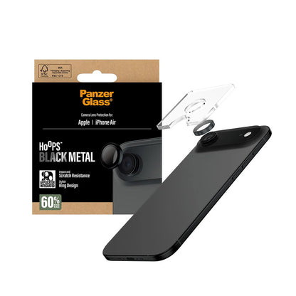Folia ochronna na tylną kamerę PanzerGlass Hoops dla Apple iPhone 17 Air, Hartowane szkło, Czarne