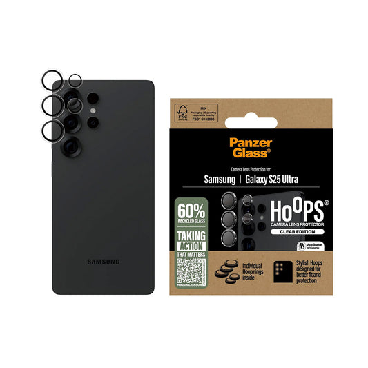 Folia ochronna na tylną kamerę PanzerGlass Hoops dla Samsung Galaxy S25 Ultra S938, Hartowane szkło, Przezroczysta