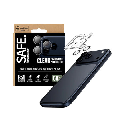 Folia ochronna na tylną kamerę PanzerGlass Safe. dla Apple iPhone 17 Pro Max / 17 Pro / 16 Pro Max / 16 Pro, Hartowane szkło, Przezroczyste