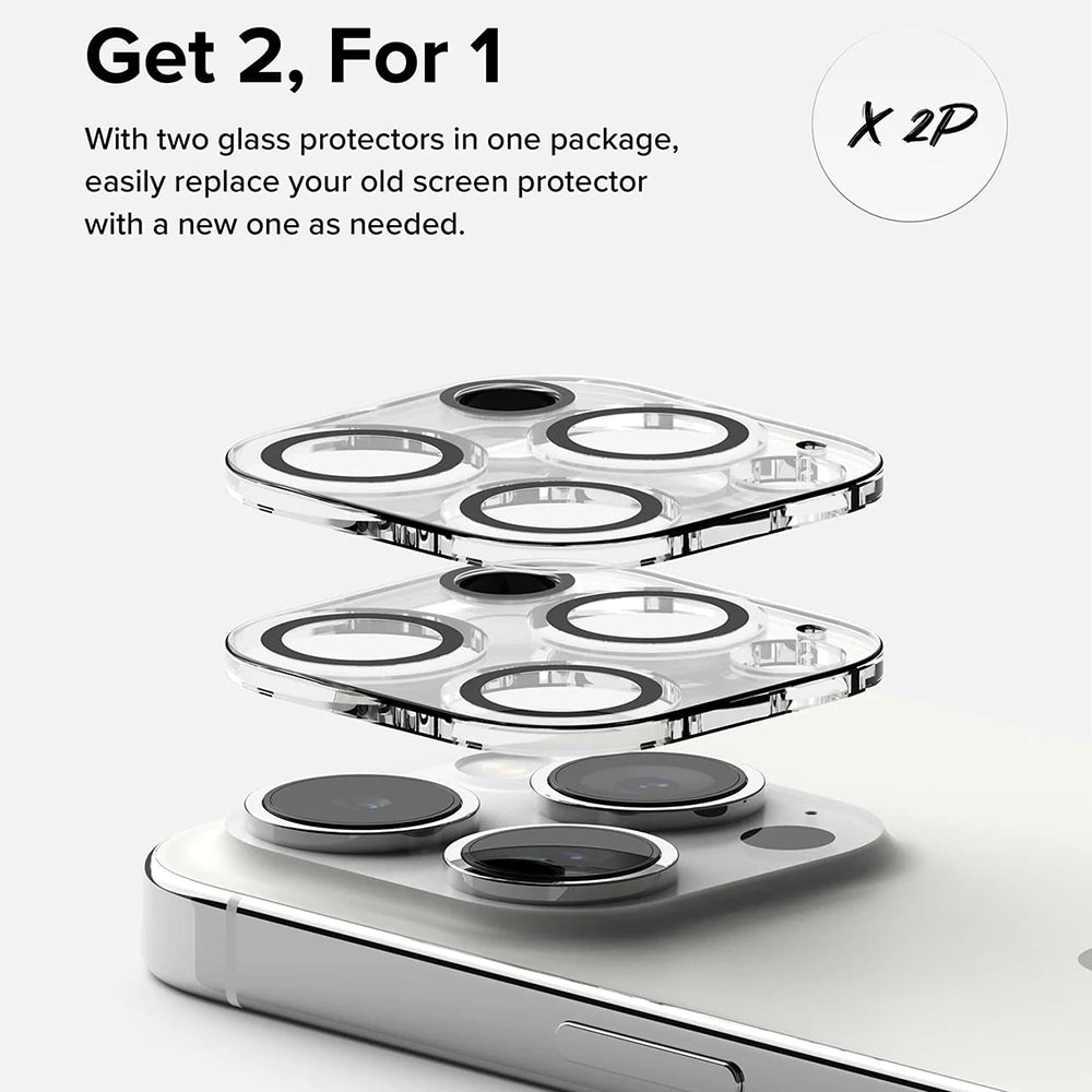 Folia ochronna na tylną kamerę Ringke dla Apple iPhone 15 Pro Max, Hartowane szkło, Zestaw 2 sztuki, Przezroczysta