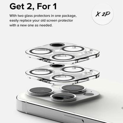 Folia ochronna na tylną kamerę Ringke dla Apple iPhone 15 Pro Max, Hartowane szkło, Zestaw 2 sztuki, Przezroczysta