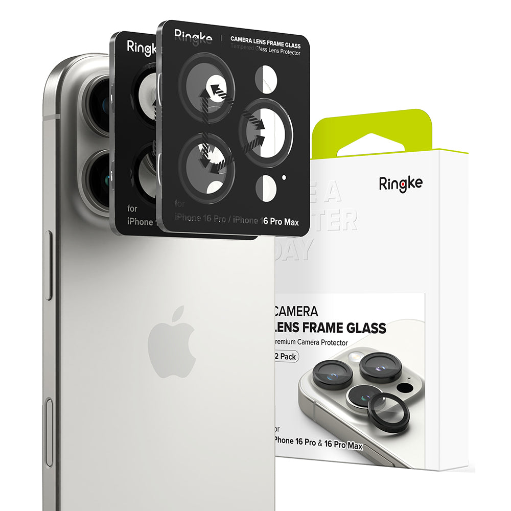Folia ochronna na tylną kamerę Ringke dla Apple iPhone 16 Pro Max / 16 Pro, Hartowane szkło, Zestaw 2 sztuki, Czarna