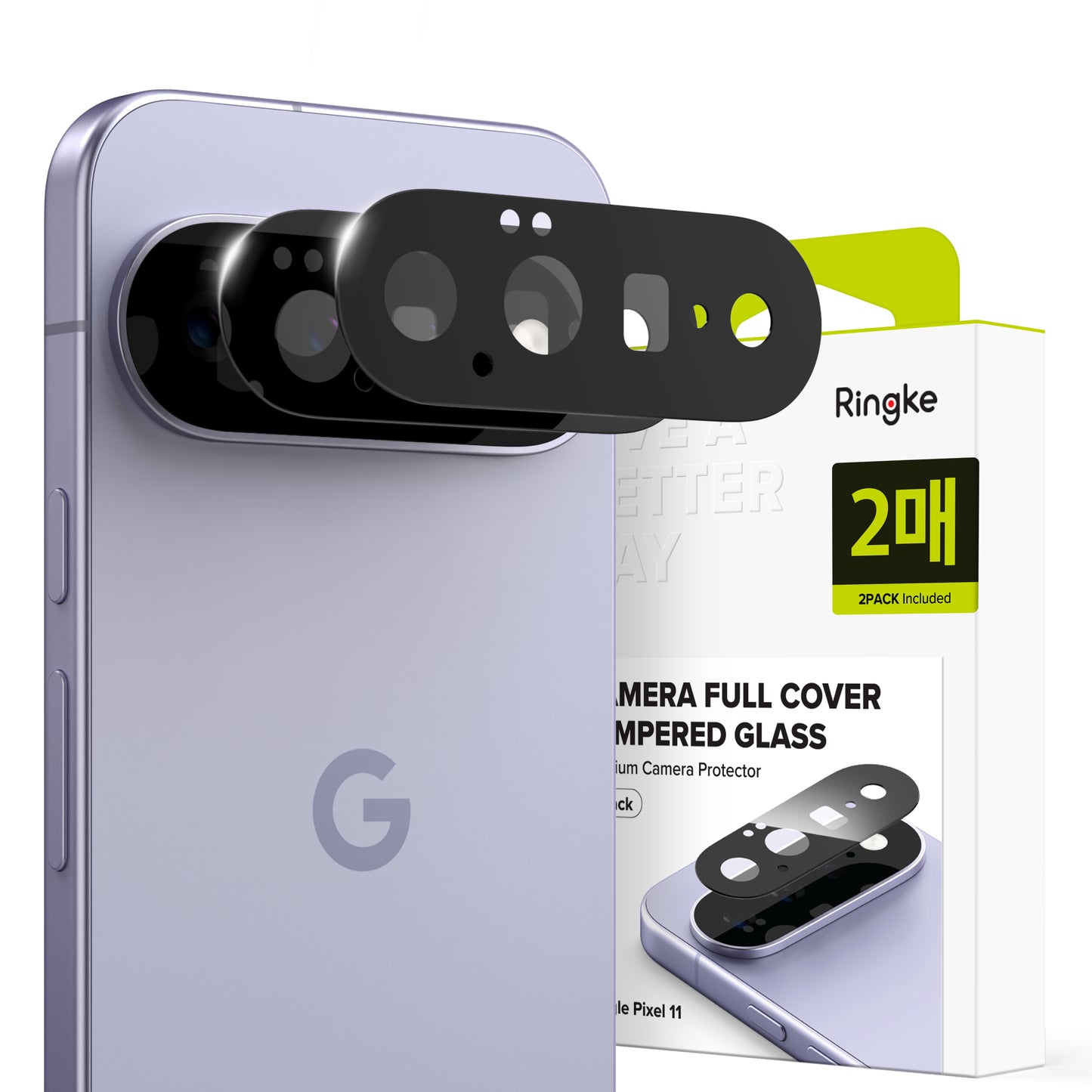 Folia ochronna na tylną kamerę Ringke do Google Pixel 11, szkło hartowane, zestaw 2 sztuki, czarna