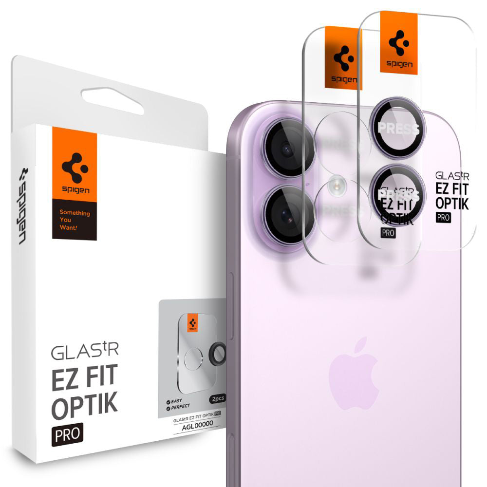 Folia ochronna na tylną kamerę Spigen GlastR EZ FIT Optik Pro dla Apple iPhone 17 / 16 Plus / 16, Hartowane szkło, Zestaw 2 sztuki, Fioletowa