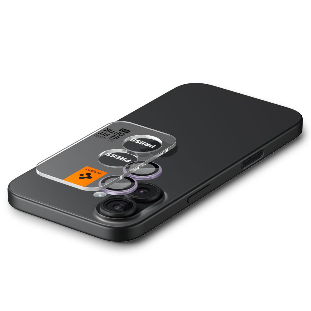 Folia ochronna na tylną kamerę Spigen GlastR EZ FIT Optik Pro dla Apple iPhone 17 / 16 Plus / 16, Hartowane szkło, Zestaw 2 sztuki, Fioletowa