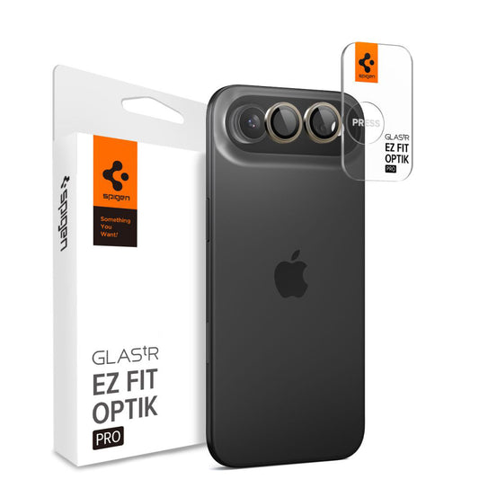 Folia ochronna na tylną kamerę Spigen GlastR EZ FIT Optik Pro dla Apple iPhone 17 Air, Hartowane szkło, Zestaw 2 sztuki, Złota AGL10131