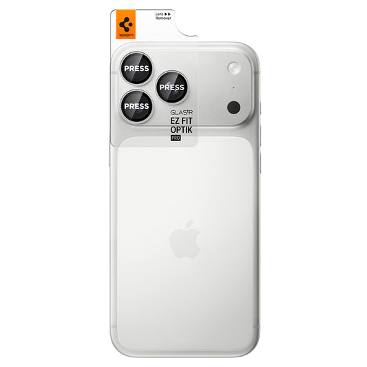 Folia ochronna na tylną kamerę Spigen GlastR EZ FIT Optik Pro do Apple iPhone 18 Pro / 18 Pro Max, szkło hartowane, zestaw 2 sztuki, srebrny AGL12046