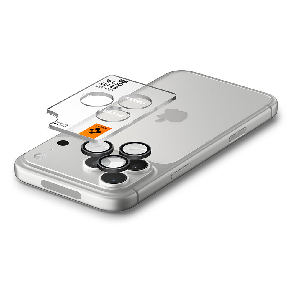 Folia ochronna na tylną kamerę Spigen GlastR EZ FIT Optik Pro do Apple iPhone 18 Pro / 18 Pro Max, szkło hartowane, zestaw 2 sztuki, ciemnoszary AGL12043
