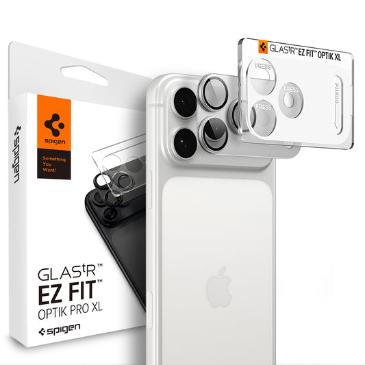 Folia ochronna na tylną kamerę Spigen GlastR EZ FIT Optik Pro XL do Apple iPhone 18 Pro Max, szkło hartowane, srebrna AGL12042