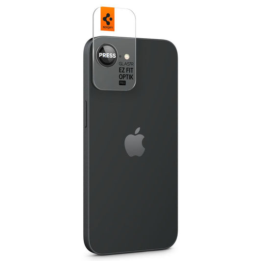 Folia ochronna na tylną kamerę Spigen GlastR EZ FIT Optik Pro dla Apple iPhone 17e / 16e, Hartowane szkło, Zestaw 2 sztuki, Czarna AGL09279