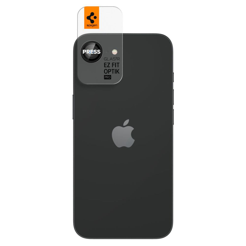 Spigen GlastR EZ FIT Optik Pro Rear Camera Protector for Apple iPhone 17e / 16e, Tempered Glass, Set of 2 pieces, Black AGL09279