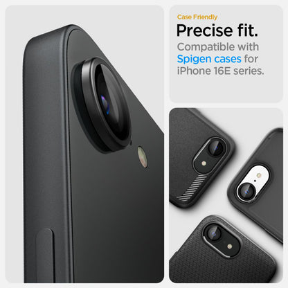 Spigen GlastR EZ FIT Optik Pro Rear Camera Protector for Apple iPhone 17e / 16e, Tempered Glass, Set of 2 pieces, Black AGL09279
