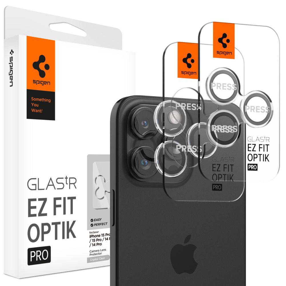 Folia ochronna na tylną kamerę Spigen GlastR EZ FIT Optik Pro dla Apple iPhone 17 Pro Max / 17 Pro, Szkło hartowane, Zestaw 2 sztuki, Przezroczysta