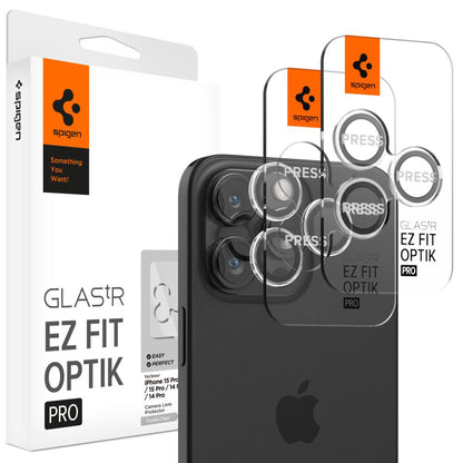 Folia ochronna na tylną kamerę Spigen GlastR EZ FIT Optik Pro dla Apple iPhone 17 Pro Max / 17 Pro, Szkło hartowane, Zestaw 2 sztuki, Przezroczysta