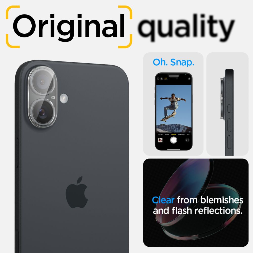 Folia ochronna na tylną kamerę Spigen GlastR Optik do Apple iPhone 16 Plus / 16, szkło hartowane, zestaw 2 sztuki, przezroczysta AGL07923