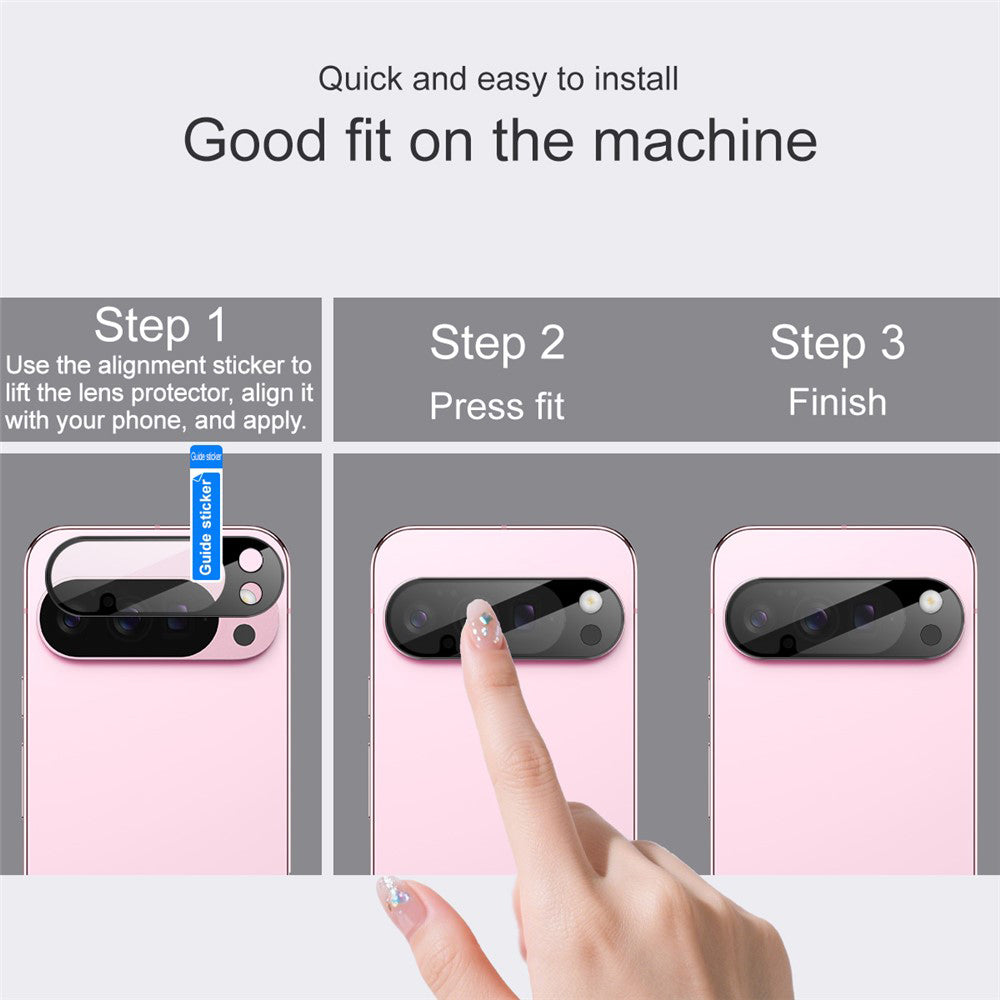 Folia ochronna na tylną kamerę Techsuit dla Google Pixel 10 Pro, Hartowane szkło, Czarna