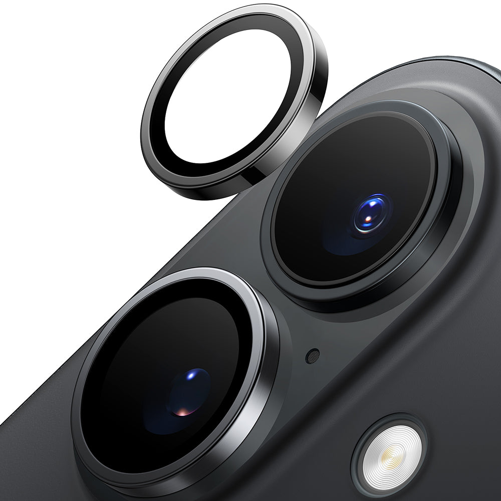 Folia ochronna na tylny aparat Torras Lensguard dla Apple iPhone 16 Plus / 16, Hartowane szkło, Czarna