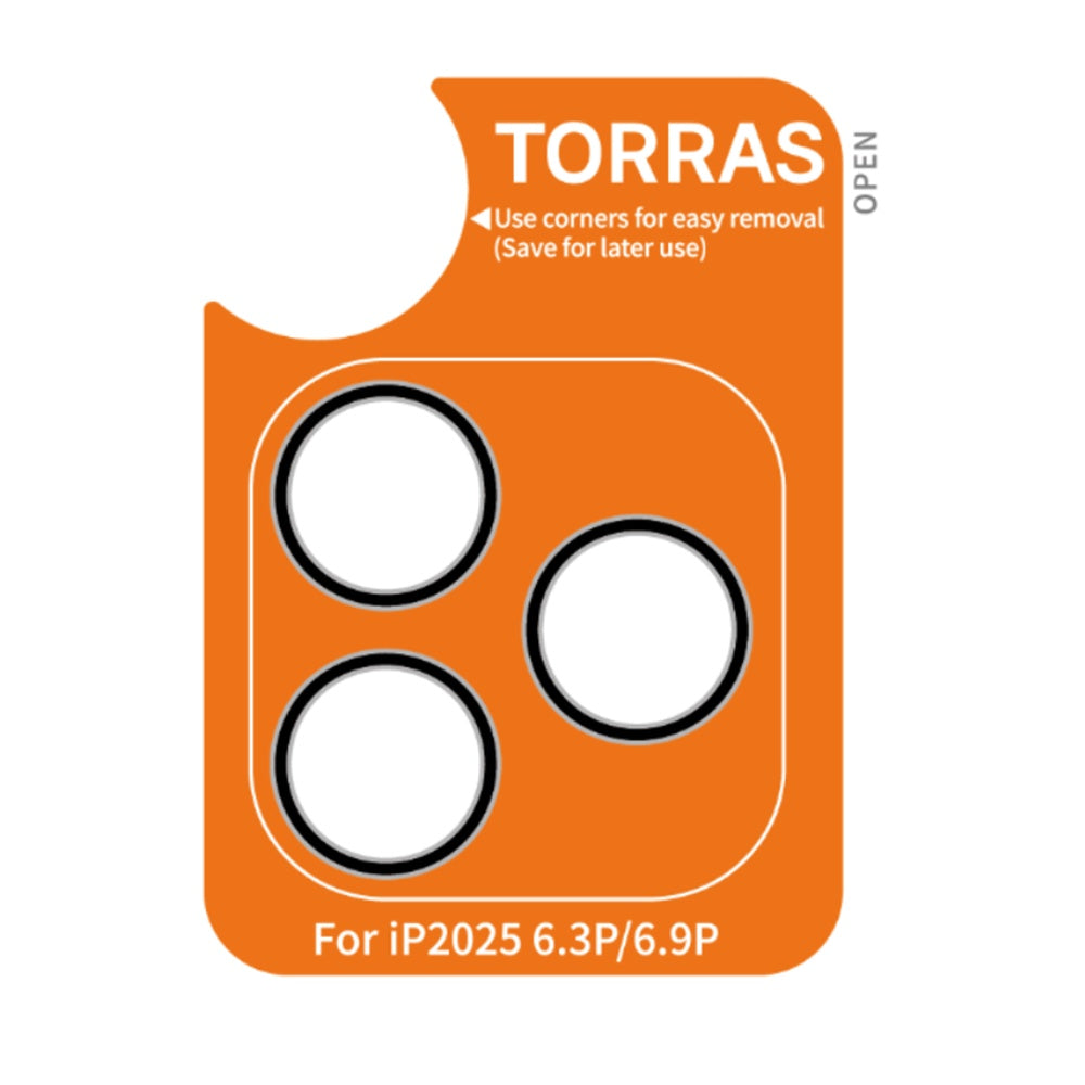 Folia ochronna na tylny aparat Torras Lensguard dla Apple iPhone 17 Pro Max, Hartowane szkło, Czarne