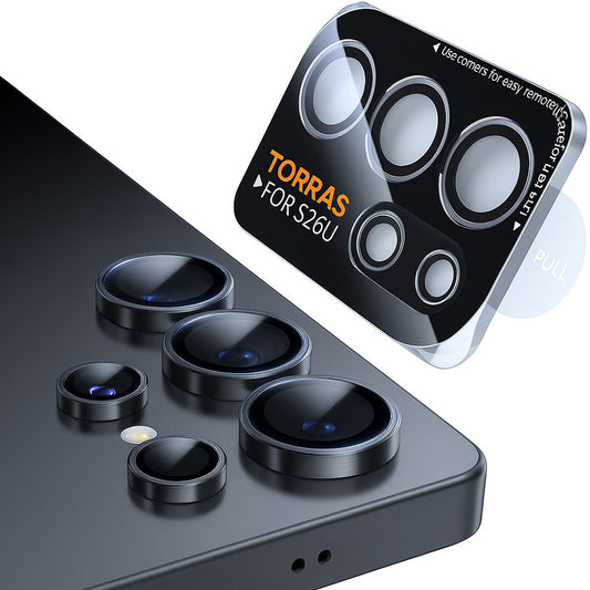 Folia ochronna na tylną kamerę Torras Lensguard dla Samsung Galaxy S26 Ultra, Hartowane szkło, Czarna