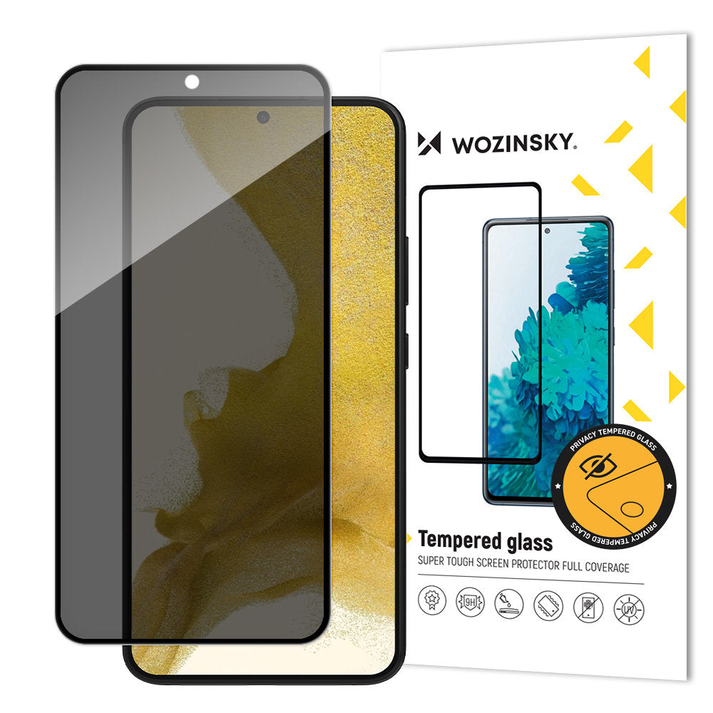 WZK AntiSpy Privacy Screen Protector dla Samsung Galaxy S23+ S916, szkło ochronne, pełne klejenie 