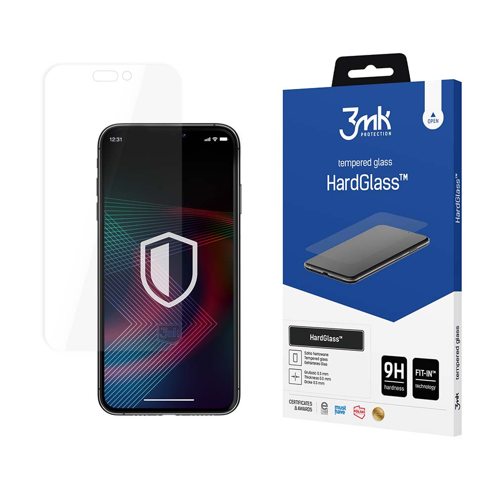 3MK HardGlass Screen Protector do Apple iPhone 14 Pro, twarde szkło, pełne klejenie