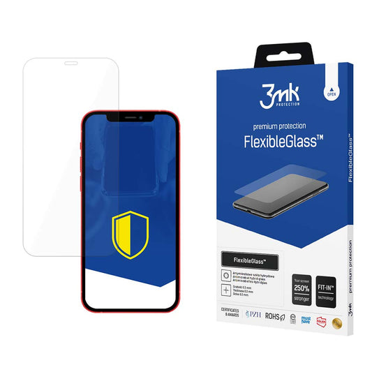 Folia ochronna na ekran 3MK FlexibleGlass dla Apple iPhone 12 / 12 Pro, elastyczne szkło, pełna warstwa kleju