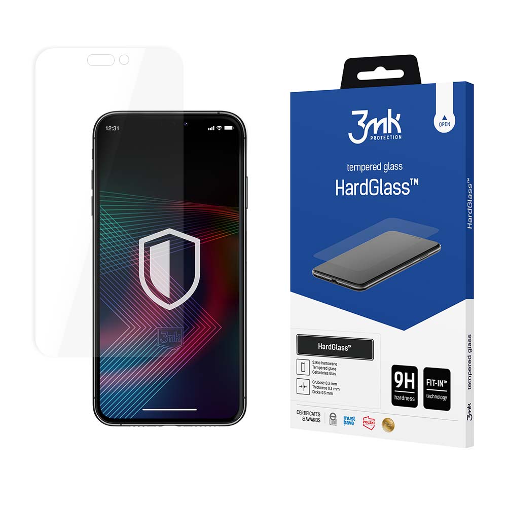 3MK HardGlass Screen Protector do Apple iPhone 14 Pro Max, szkło hartowane, pełne klejenie