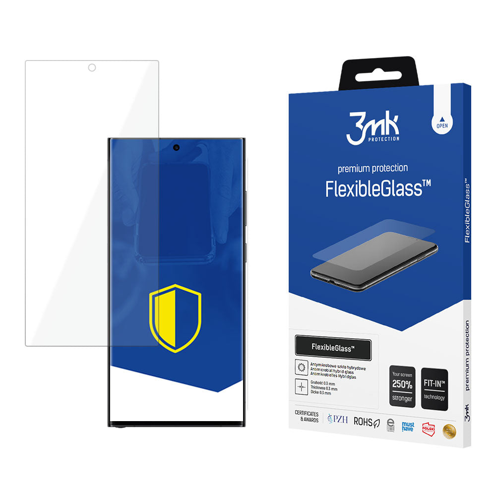 3MK FlexibleGlass Screen Protector do Samsung Galaxy S24 Ultra S928, elastyczne szkło, pełne klejenie 