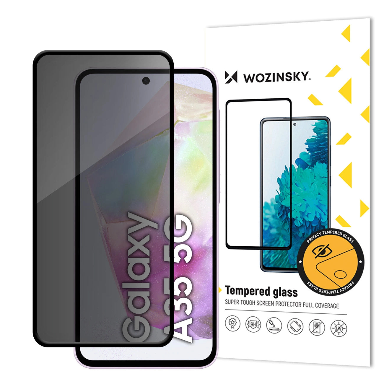 WZK AntiSpy Privacy Screen Protector dla Samsung Galaxy A35 5G A356, szkło ochronne, pełne klejenie 