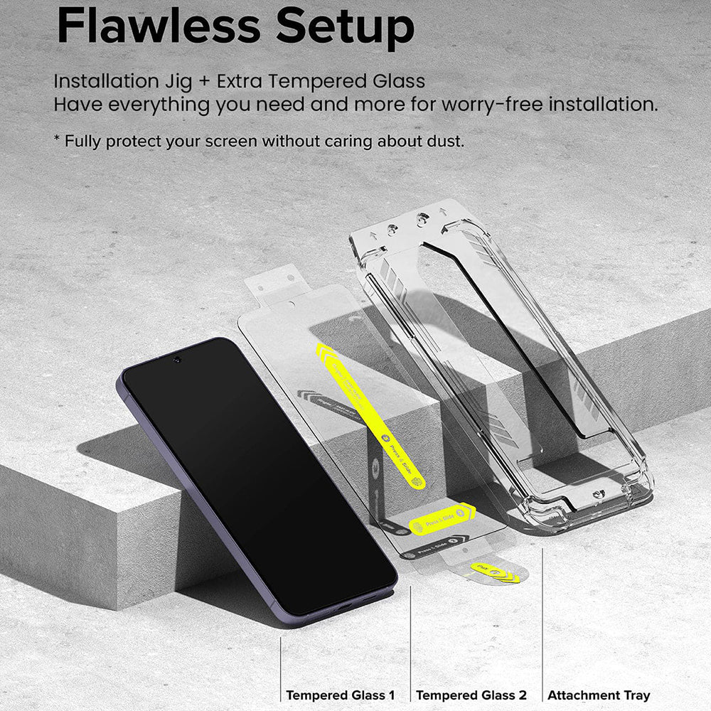 Ringke Easy Slide Screen Protector do Samsung Galaxy S24 S921, szkło ochronne, pełny klej, zestaw 2 sztuk 