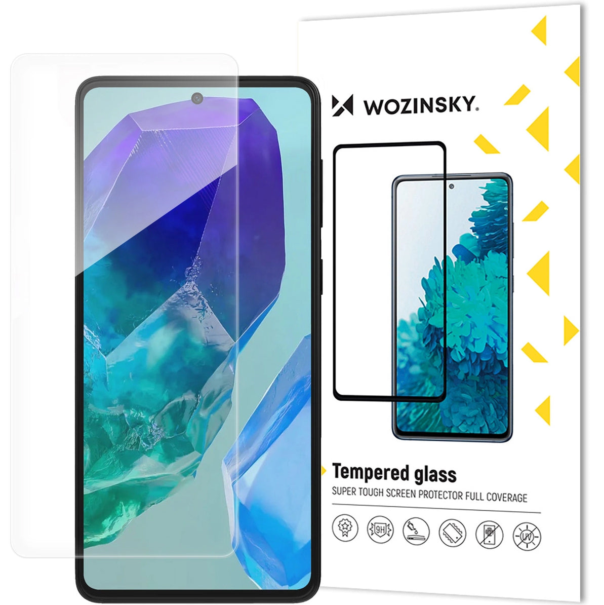 Ochraniacz ekranu WZK do Samsung Galaxy M55, pełny klej, szkło ochronne, pełny klej 