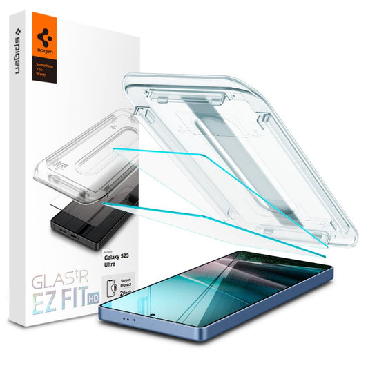 Folia ochronna do ekranu Spigen GlastR EZ FIT HD dla Samsung Galaxy S25 Ultra S938, Szkło Hartowane, Pełne Klejenie, Zestaw 2 sztuki AGL09082