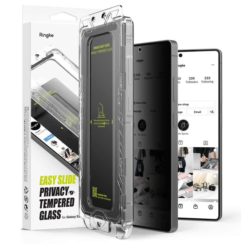Folia ochronna do ekranu Privacy Ringke Easy Slide dla Samsung Galaxy S25 Ultra S938, Szkło Hartowane, Pełne Klejenie, Zestaw 2 sztuki